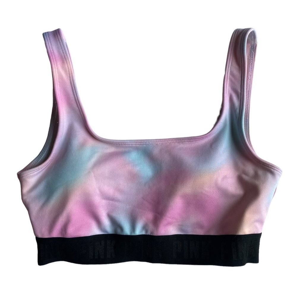 Pink Victoria's Secret Ultimate Lightly Lined Sports Bra Small Pastel Watercolor